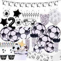 Soccer Football Theme Kids Boy Birthday Party Decoration Cup Plate Napkin Banner Hat Balloons Tablecloth Party Supplies Set