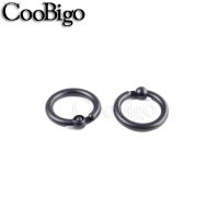 ✖✟ 10pcs Circle Ring Loose Leaf Book Binder Hinged Snap Hooks Safety Locking Keychain DIY Craft Accessories Black Plastic