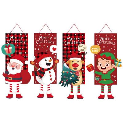 Christmas Flags Outdoor Merry Christmas Sign with Santa Elk Snowman Easy Hanging Seasonal Christmas Decorations for Bar Market Restaurant Home Hotel frugal