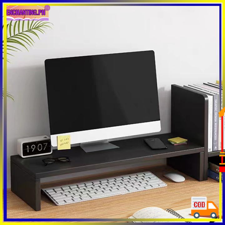 Computer Rack Monitor Holder Riser Wooden Laptop Stand Organizer Shelf ...