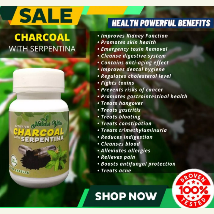 Authentic Activated Charcoal with Serpentina Capsule Nature Vita for