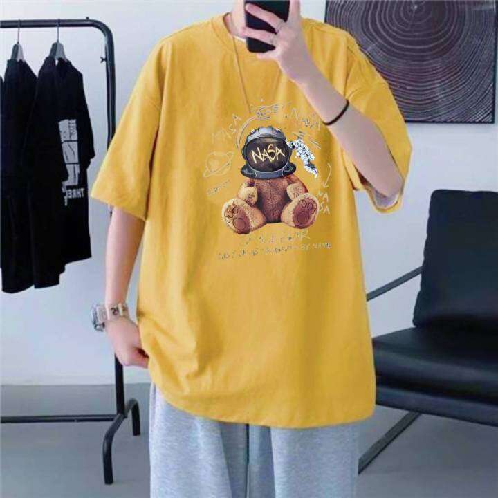 เเขนสั้นเสื้อยืดผู้ชายผ้ายืดผ้าคอตตอนลายเเท่ใส่สวยใส่สบาย