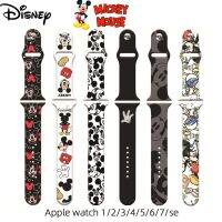 ↂ Disney Mickey Cartoon pasek silikonowy do pasek do Apple Watch 41mm 45mm 44mm 42mm 40mm 38mm bransoletka do iWatch SE 8 7 6 5 4 3 2 1