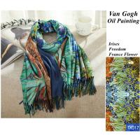 {Warm scarf}DesignerIrises พิมพ์ผ้าพันคอแคชเมียร์ผู้หญิงแวนโก๊ะภาพวาดสีน้ำมัน Pashmina ผ้าคลุมไหล่ฤดูหนาวแบรนด์หรูขโมยขนาดบวก200เซนติเมตร