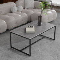 โต๊ะกลางหินอ่อน จริง จริง หินอ่อน 100 x 60 x 43cm Modern Coffee Table Grey Sintered Stone Rectangular Marble Tabletop โต๊ะกลางโซฟากระจก