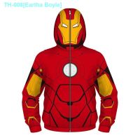 ☋❏ Eartha Boyle Super hero diffuse wei spider-man iron man cos in same students masked long sleeve hooded zipper childrens wear coat