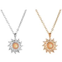 Simple Opal Sun Flower Pendant Clavicle Chain French Niche Short Temperament Small Sun Necklace