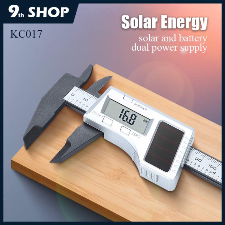 150mm Solar Energy Digital Caliper Battery Dual Power Supply PA66