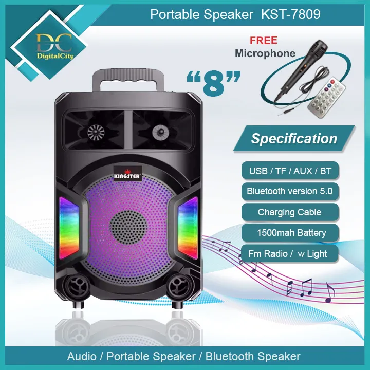 DIGITAL KST7809 8 inchs Karaoke Wireless Bluetooth Portable LED
