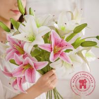 【CC】 57.5cm Printing Artificial Flowers Pink Celebration Room Decoration