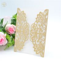 【YF】❒  gold laser cut glitter paper wedding luxury invitation card