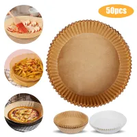 50 Pieces Air Fryer Special Paper Tray High Temperature Resistant Round Greaseproof Paper Non-Stick Baking Paper Tray