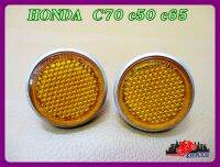 HONDA C70 C50 C65 CIRCLE "ORANGE" REFLECTOR for FRONT FORK TUBE SET PAIR // ทับทิมตะเกียบหน้า วงกลม  สีส้ม (2 ชิ้น)  อลูมิเนียม สินค้าคุณภาพดี