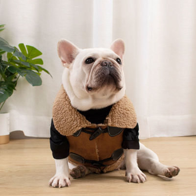 Fadou เสื้อผ้าสุนัขตัวสั้นเสื้อกั๊กหนังกลับขนแกะสำหรับฤดูใบไม้ร่วงและฤดูหนาว