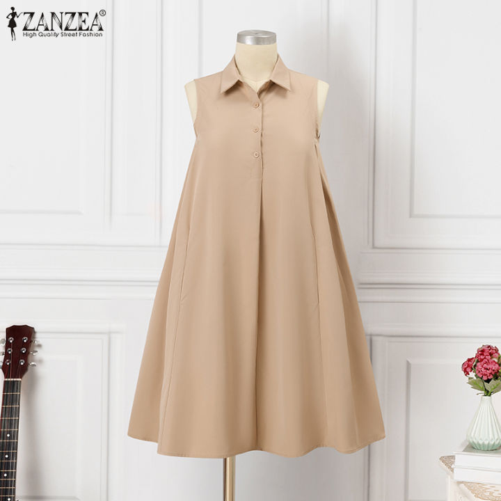 สินค้ามาใหม่-จัดส่งฟรี-fancystyle-zanzea-เสื้อเชิ้ตแขนกุดมีปกชุดเดรสเข้ารูปแฟชั่นกระเป๋าข้าง-15