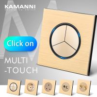 ☄  KAMANNI Luxury Wall Switch Power Push Reset Switches Gold Light Switches 1/2/3/4 Gang 1/2 Way Aluminum Alloy Panel 16A 220V New