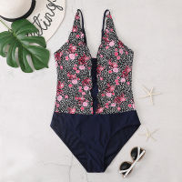 WTCandy 2022 New Print Leopard and Black Patchwork Swimwear Women Floral Plus Size XXL Swimsuit Beach Big Bathing Suit