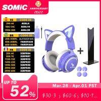 SOMiC GS510 2.4G Wireless Cat Ear Lighted Headphones Retractable Mic GamesVideoLive 3 Modes Fashion Headset for PS5PS4PC