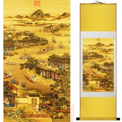 landscape painting Home Office Decoration Chinese scroll painting mountain and River painting China palace garden19041906