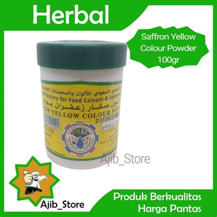(Pewarna Makanan Alami) SAFFRON YELLOW COLOUR POWDER 100 Gram Safron