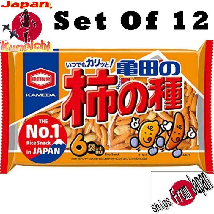 Set Of 12 Kameda Seika Kameda Kaki No Tane 6 Bags 190g Spicy Snacks