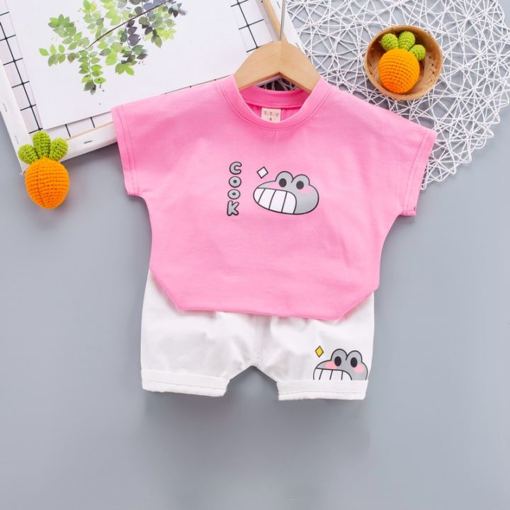 Zhihuida 6 Months to 4 Years Old Summer Solid Baby Boy Two-pieces Sets O  Neck Letter Cartoons Printing Pullover Top Pockets Shorts Casual Dailywear  Kids Clothes | Lazada