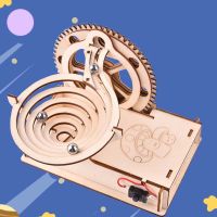 BANES DIY Carving Model Kits Steel ball slide Electric Mechanical Kit Circulating slide Science Physics Toy Wooden Puzzle 3D Puzzle Assembly Model Woo