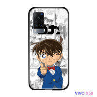 UCUC เคสโทรศัพท์เคสสำหรับ VIVO X60กรณี Vivo X60กันกระแทกอะนิเมะสำหรับสาวผู้หญิงนักสืบ Conan กรณีปิดปลอก Jimmy Kudo Glossy กระจกป้องกันมือถือฝาหลังกรณี