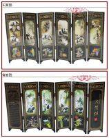 6Pieces Panda Folding Screen Chinese Traditional Lacquerwork Screen Decoration