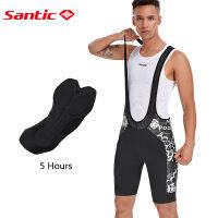 Santic กางเกงขาสั้นผู้ชายสำหรับขี่จักรยานระบายอากาศได้ดี,กางเกงขาสั้นจักรยานเสือภูเขาแผ่นเจล4D สีดำสำหรับปั่นจักรยานระยะไกลคุณภาพสูงเหมาะสำหรับใส่กลางแจ้งผ้ากันเปื้อนจักรยาน M2C05155H