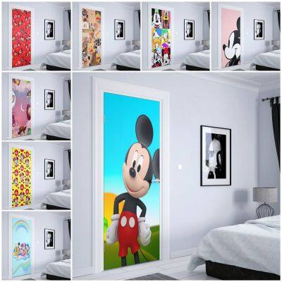 Disney Mickey Mouse Wall Art Mickey Posters Minnie Picture Door stickers childrens room Door decoration Aesthetic Wall Sticker