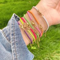 10Pcs 2021 Fashion Box Chain Bracelets Enamel Bracelet Jewelry Colorful Link Chain Bracelet for woman girl charm