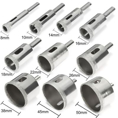 HH-DDPJ10pcs Diamond Hole Saw Set Tile Ceramic Glass Porcelain Marble 8mm-50mm Hole Saw Drill Bit