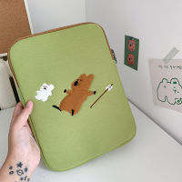 Korean Cartoon Green Tablet Case Laptop Storage Bag For Mac Pro 9.7 10.5 11 13 15Inch Cute Sleeve Inner Bag Pouch 9065