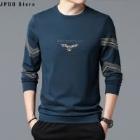 JPQQ Store สเวตเชิ้ตแขนยาวเสื้อสเว็ตเชิ้ตอย่างหนา300G เสื้อยืดแขนยาวผู้ชายท็อปส์ซูคอรอบลำลองสำหรับฤดูใบไม้ร่วงเทรนด์แฟชั่นของผู้ชาย