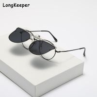 Trendy Clip On Photochromic Sunglasses Pilot Frame Men Polarized Flip Up Sun Glasses Driving Myopia Adapt Mirror Polarising Lens