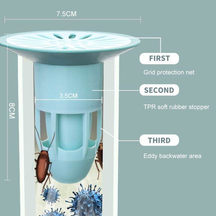 shower-drain-stopper-floor-deodorant-core-sink-strainer-filter-hair-trap-plug-toilet-sewer-cover