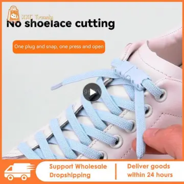 No Tie Shoe Laces Press Lock Shoelaces Elastic Laces Sneaker Flat Shoelace  *