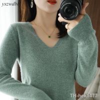 【hot】ↂ▨◄  YSZWDBLX Sweaters V-neck Jumpers Pullovers Womens Sweater Warm Knitwear Bottoming Shirt