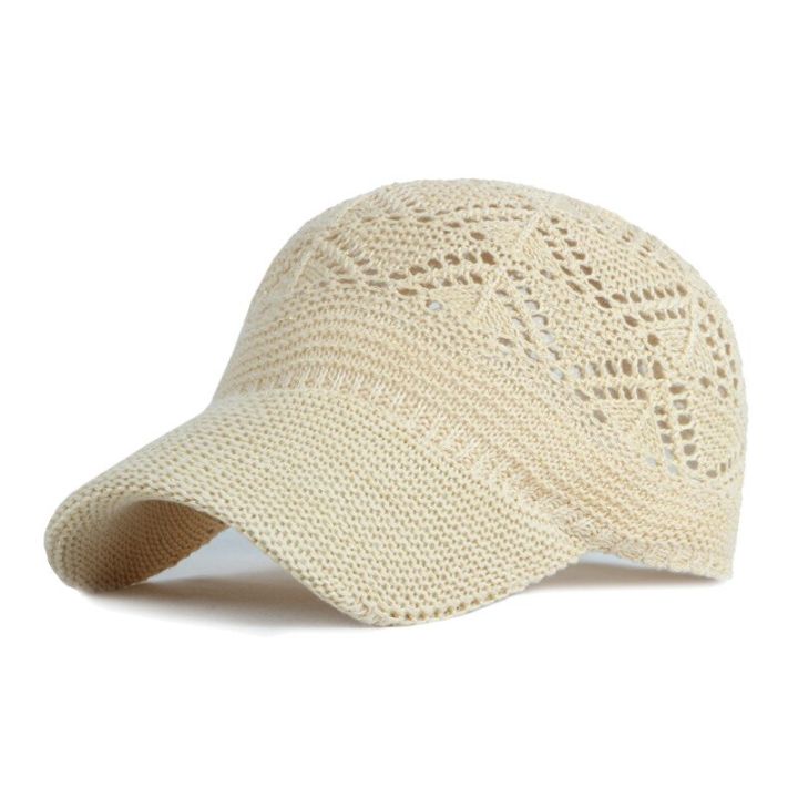 cc-summer-women-hollow-baseball-cap-breathable-knitting-caps-holiday-mesh-hats-adjustable-cap-sun-hat-gorras