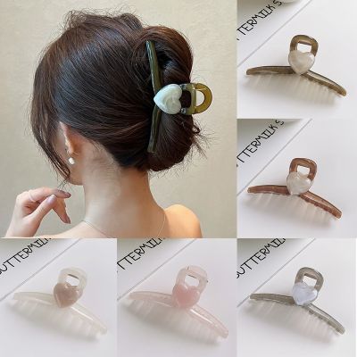 Korean version of high-grade jelly color marble love grip clip elegant temperament shark clip exquisite hair accessories