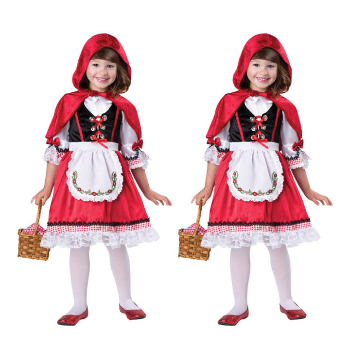 ชุดคอสเพลย์สำหรับเด็กฮาโลวีนหนูน้อยหมวกแดง-วันหยุดวันปีใหม่วันเด็กการแสดงวันหยุด
