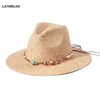 Shell Decoration Straw Hat For Women Raffia Jazz Sun Hats Ladies Hawaiian Vacation Sun Hat Summer Raffia Hat