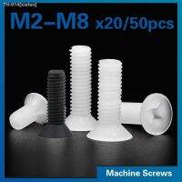 ✲♝◄ 20/ 50pcs M2 M2.5 M3 M4 M5 M6 M8 White Plastic Nylon Countersunk Head Screws Phillips Flat Head Bolts