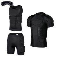 Mens Padded Shirt Training Vest T-shirt Short Set Ribs Thighs Buttocks Protector Football Basketball Hockey Protective Gear