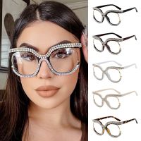 Rhinestone Anti Blue Light Glasses Women Men Oversized Frame Eye Protection Ultra Light Eyeglasses Office Computer Goggles