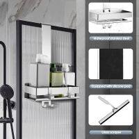 ℗ Hanging Shower Shelf Stainless Steel Shower Basket For Hanging Glass Shower Storage Hanging Organizer Shelf With Hooks