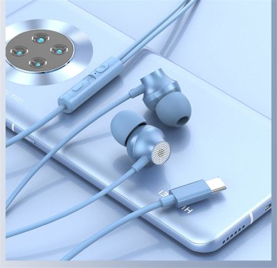 2022 Type-C หูฟังโลหะหูฟัง,สำหรับ Huawei Oneplus 10 9 Pro Xiaomi หูฟังชนิด In-Ear หูฟังเบสควบคุมสายไมค์