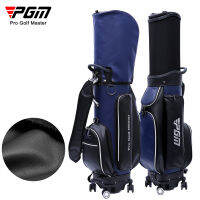 PGM Cowhide ถุงกอล์ฟตรฐานสำหรับผู้หญิงผู้ชาย4ล้อน้ำหนักเบาหมวกแบบลูกบอลเนื้อแข็ง/เบาทรงแบนกอล์ฟคลับ QB126กลับหัว