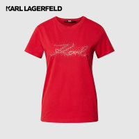 KARL LAGERFELD - RHINESTONE KARL LOGO T-SHIRT 230W1713 เสื้อยืด